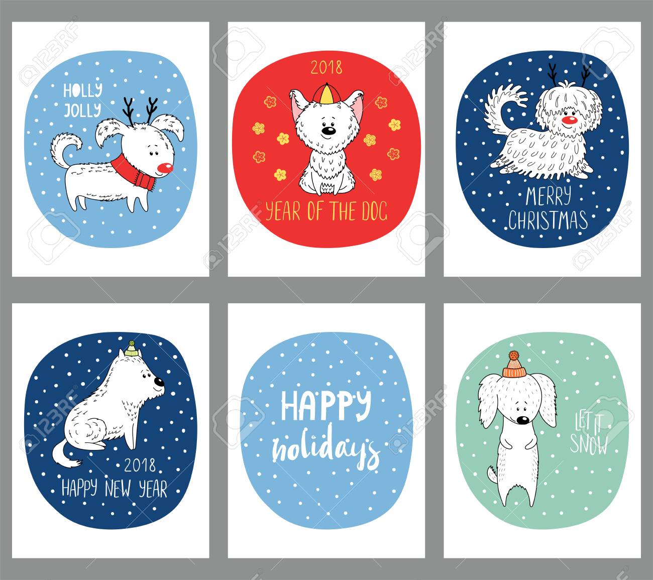 set of hand drawn winter holidays greeting cards templates with photo greeting cards templates