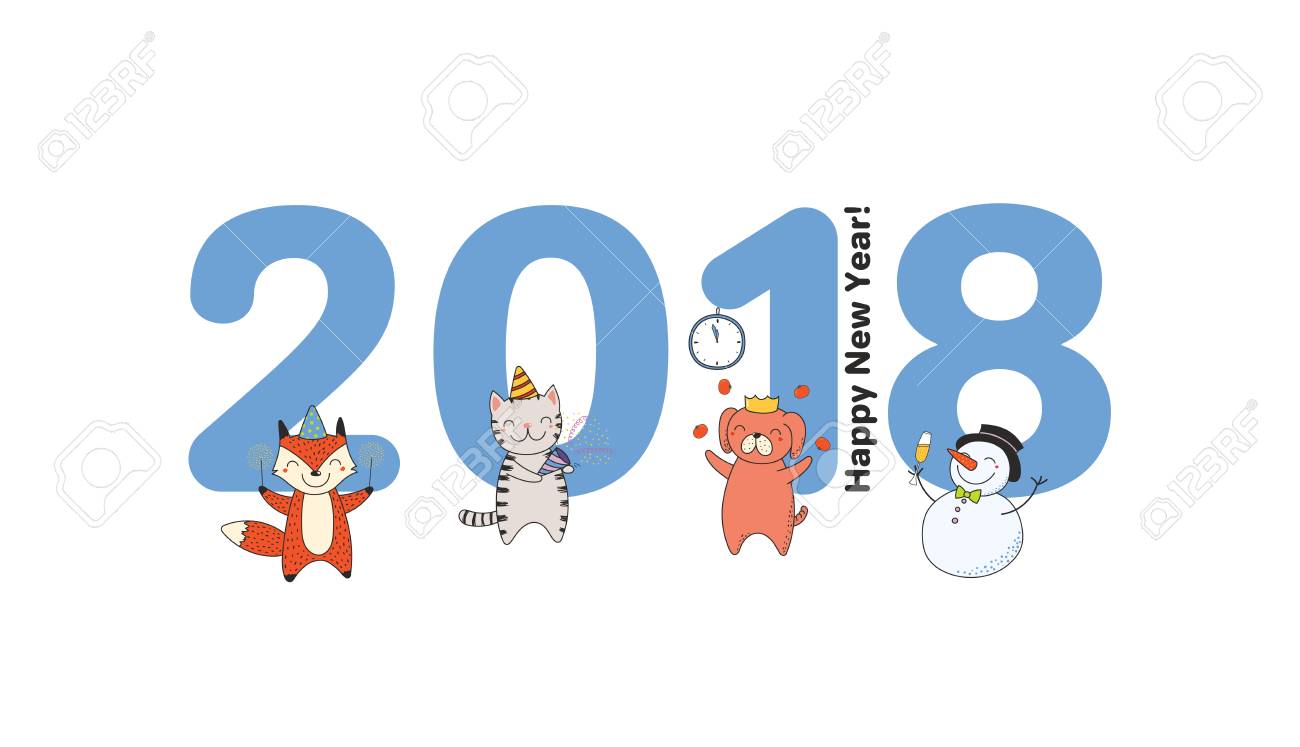 手描きハッピーニューイヤー18グリーティングカード 大きな数字を持つバナーテンプレート かわいい面白い漫画の動物 を祝う タイポグラフィ 分離されたオブジェクト ベクトルイラスト パーティーのデザインコンセプト のイラスト素材 ベクタ Image 手描きハッピーニューイヤー18グリーティングカード 大きな数字を持つバナーテンプレート かわいい面白い漫画の動物 を祝う タイポグラフィ 分離されたオブジェクト ベクトルイラスト パーティーのデザインコンセプト のイラスト素材 ベクタ Image