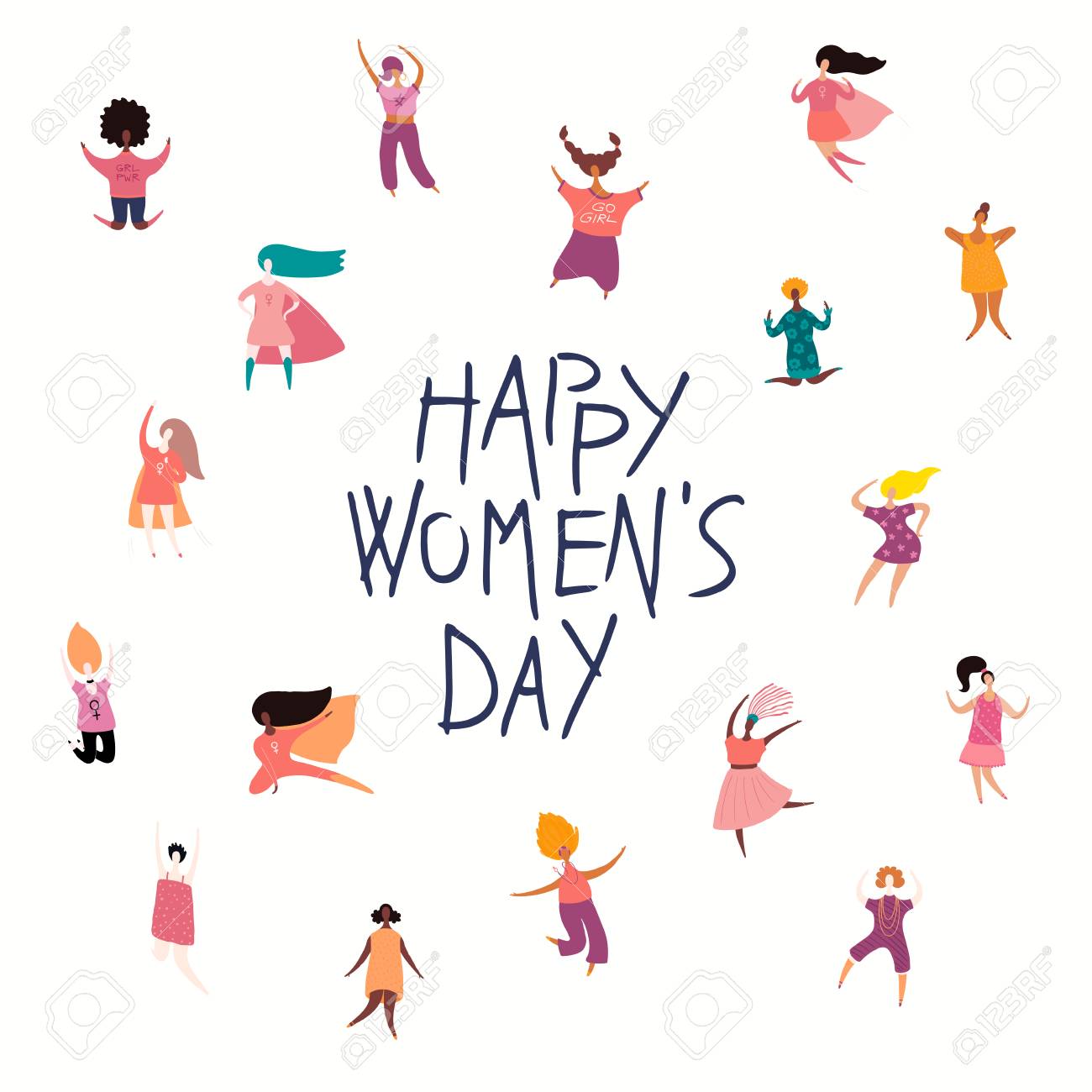 Happy Womens Day Card, Poster, Banner, With Quote And Diverse ...