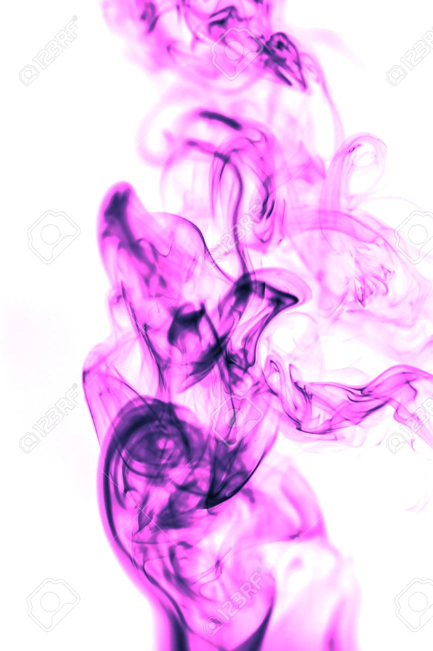 白地に紫の煙 の写真素材 画像素材 Image