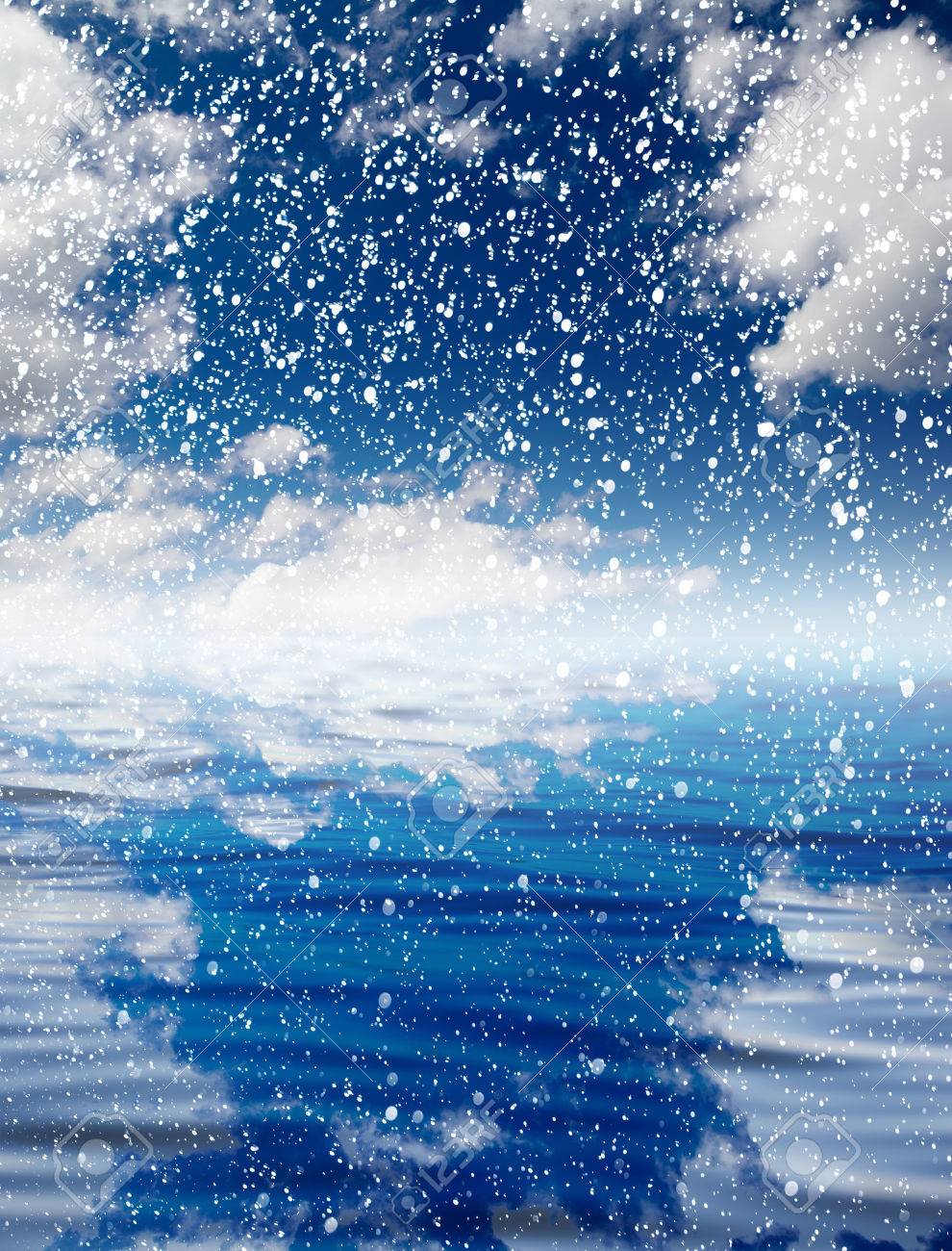 Snowing At Sea With A Beautiful Sky Beautiful Background Stock Photo Picture And Royalty Free Image Image