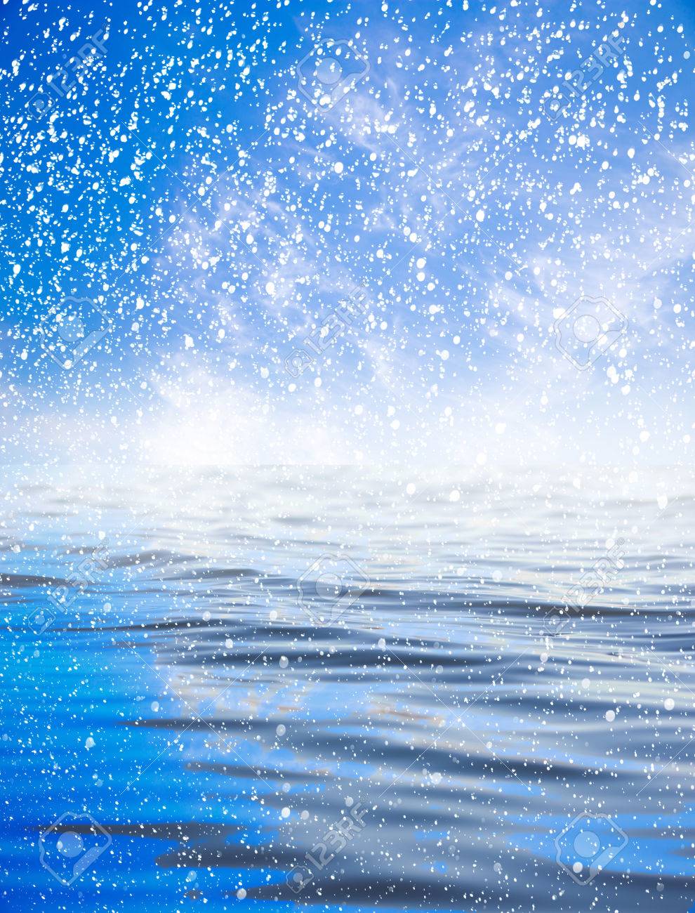 Snowing At Sea With A Beautiful Sky Beautiful Background Stock Photo Snowing At Sea With A Beautiful Sky Beautiful Background Stock Photo