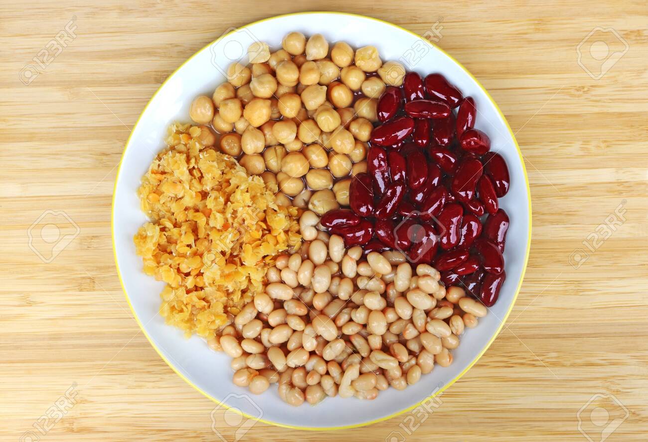 Chickpeas kidney beans and lentils