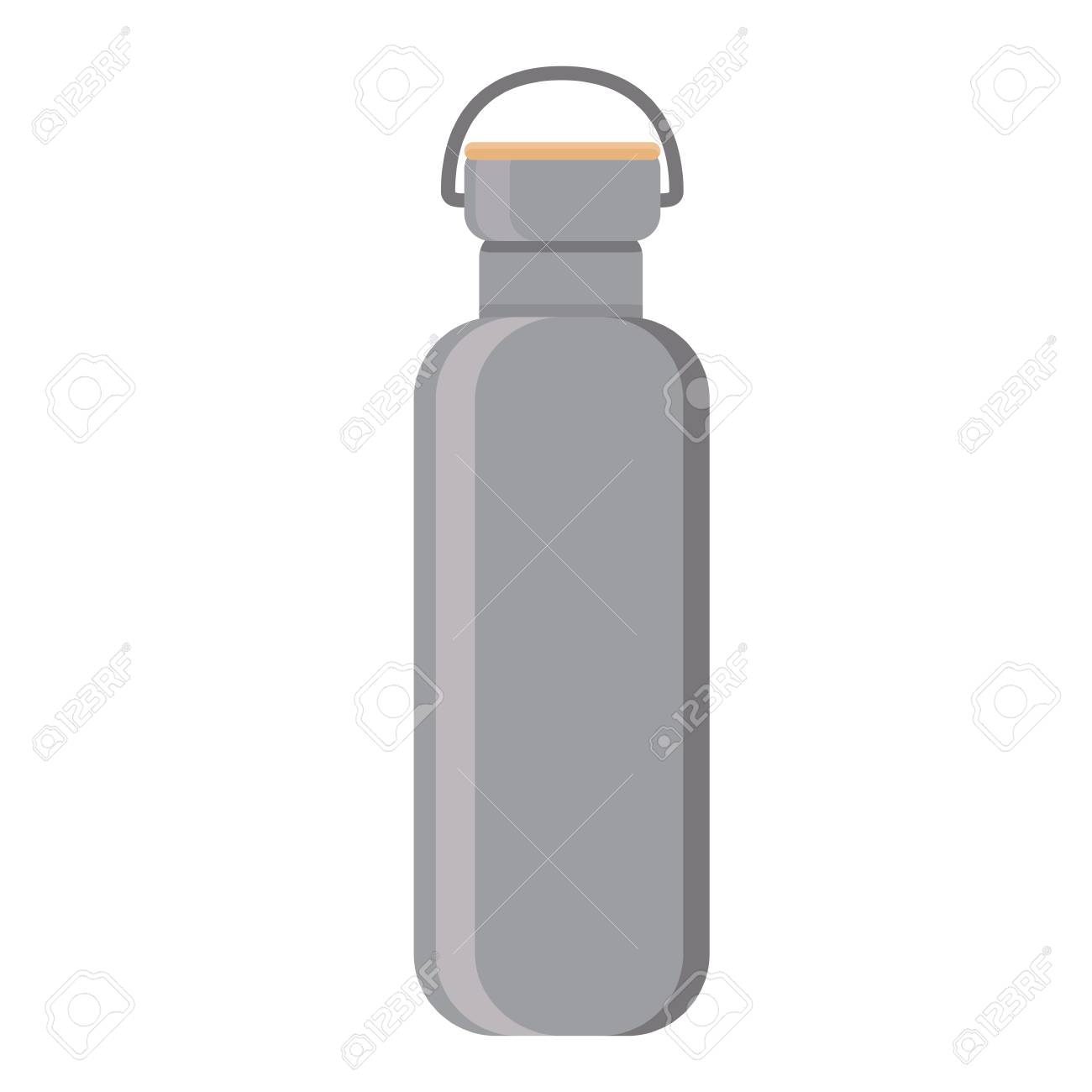 Flat Water Bottle >> Water Bottle Stainless Steel With Bamboo Flat Design Isolated Flat Water Bottle >> Water Bottle Stainless Steel With Bamboo Flat Design Isolated
