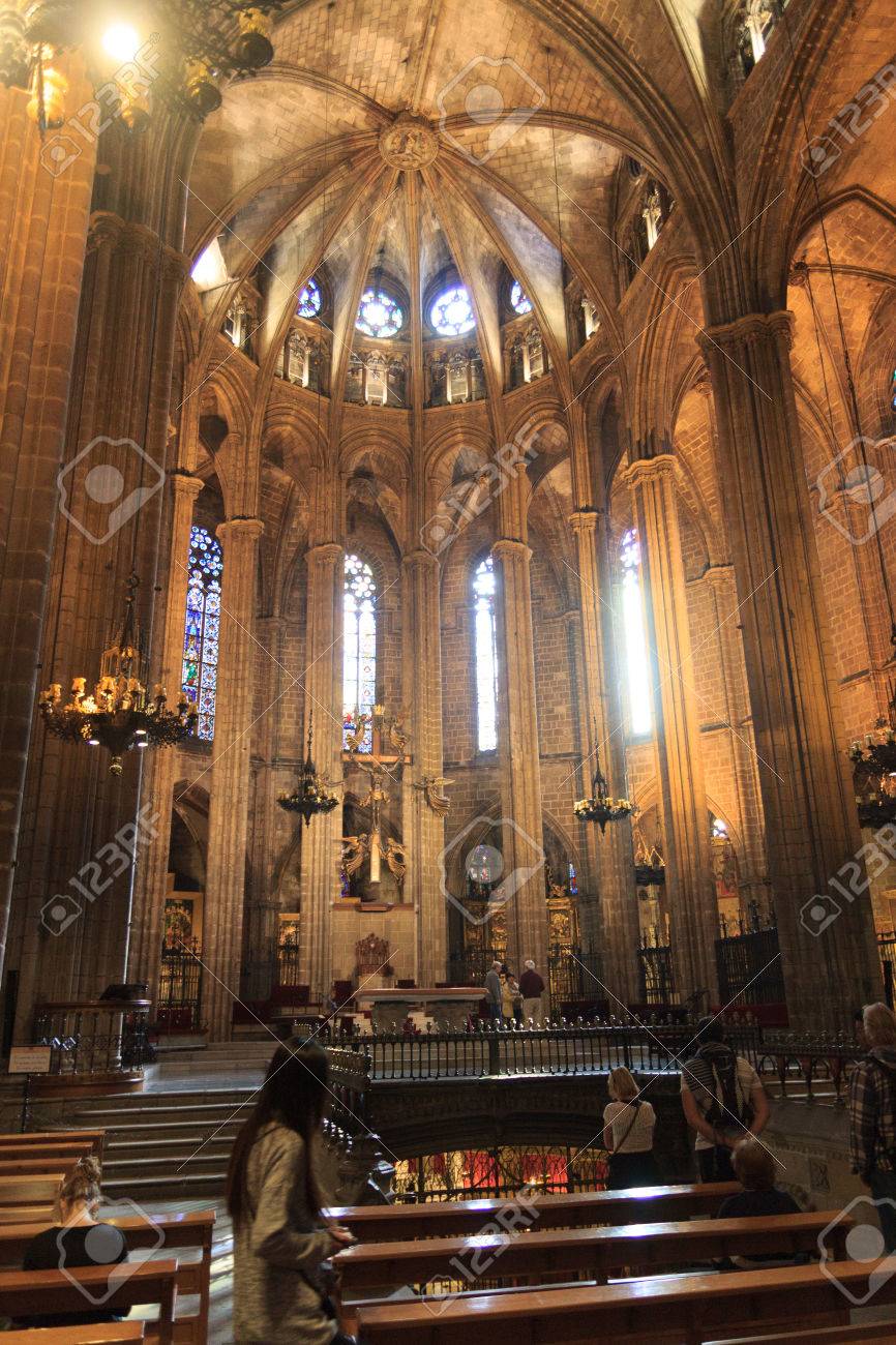 祭壇や教会バルセロナ大聖堂内部 スペイン の写真素材 画像素材 Image