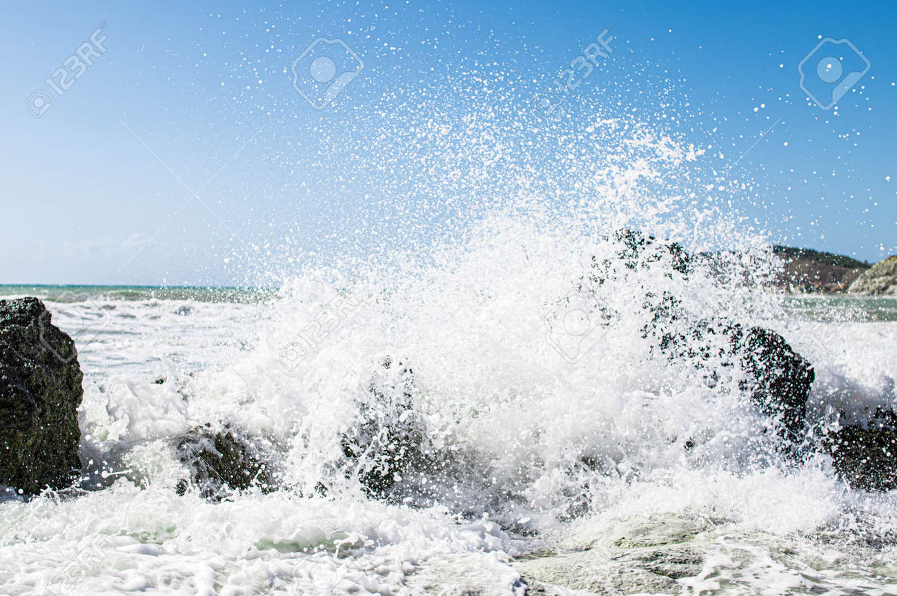 Coast of Sicily Italy with large rocks and big waves - 159158477 Coast of Sicily Italy with large rocks and big waves - 159158477