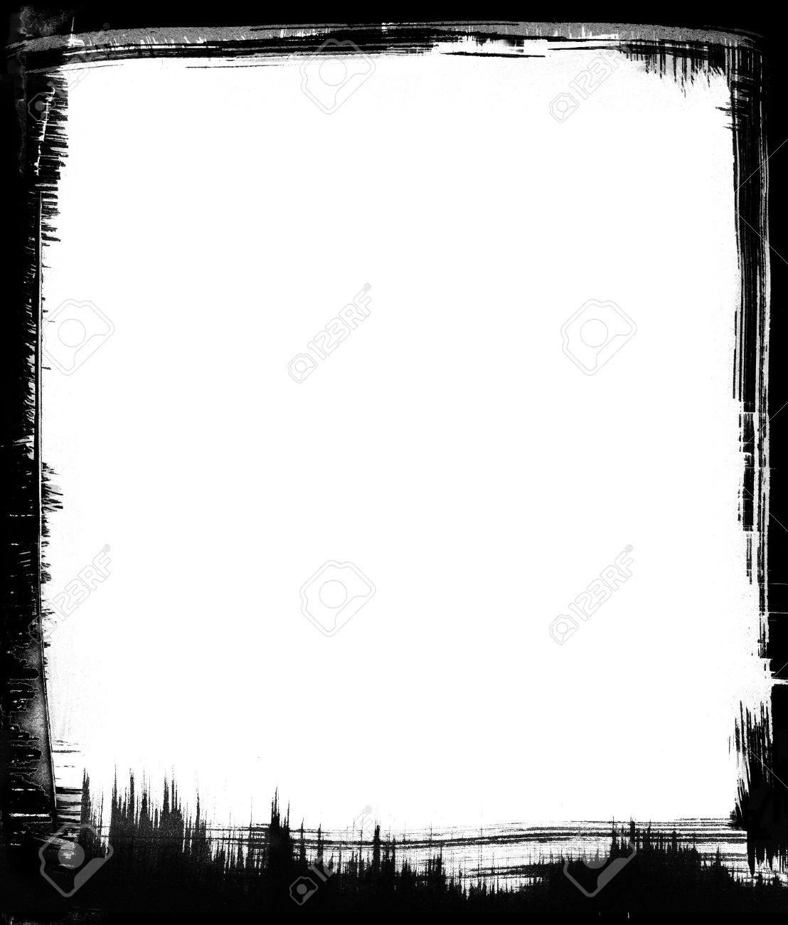 黒筆は 白い背景の周囲にグラフィック フレームを形成します の写真素材 画像素材 Image