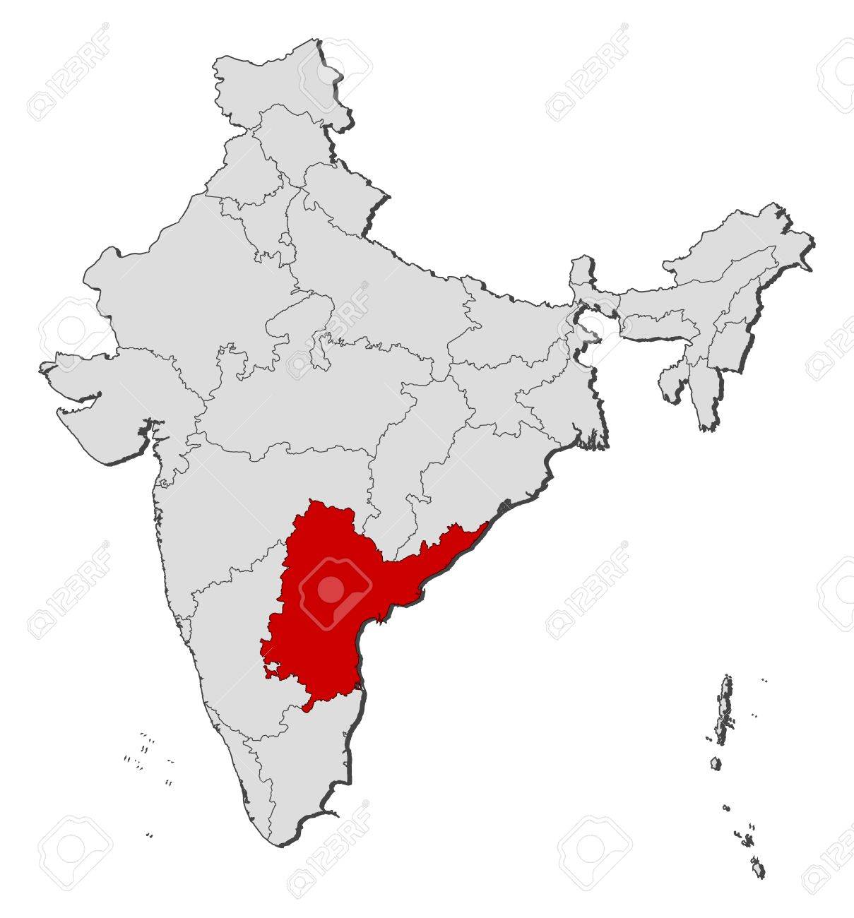 Andhra Pradesh Map In India Political Map Of India With The Several States Where Andhra Pradesh Is  Highlighted. Royalty Free Svg, Cliparts, Vectors, And Stock Illustration.  Image 11391188.