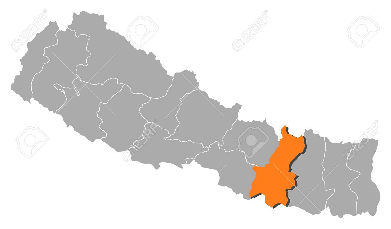 Janakpur In Map Of Nepal Political Map Of Nepal With The Several Zones Where Janakpur Is  Highlighted. Royalty Free Svg, Cliparts, Vectors, And Stock Illustration.  Image 11451038.