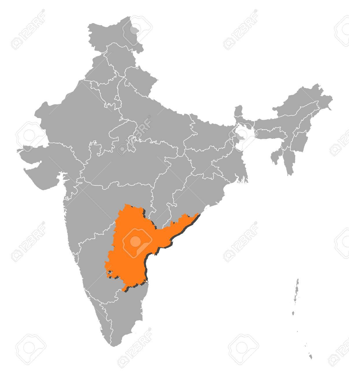 Andhra Pradesh In India Political Map Political Map Of India With The Several States Where Andhra Pradesh Is  Highlighted. Royalty Free Svg, Cliparts, Vectors, And Stock Illustration.  Image 11451746.