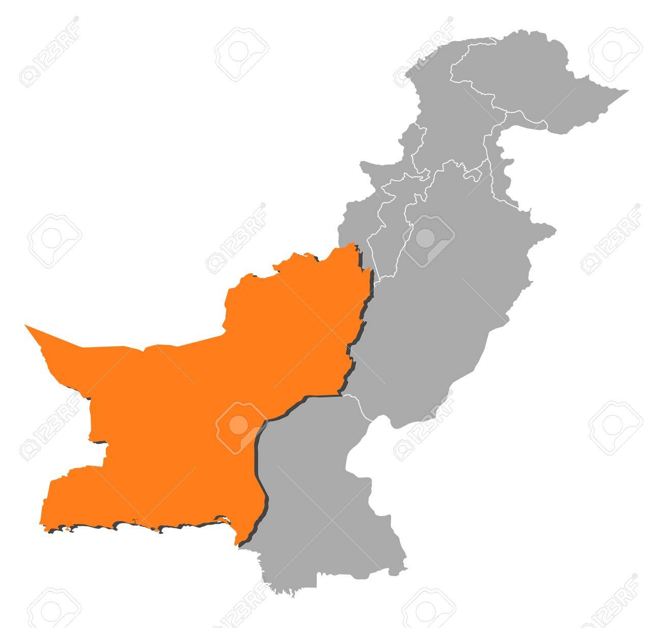 Map Of Balochistan Province Political Map Of Pakistan With The Several Provinces Where Balochistan Is  Highlighted. Royalty Free Svg, Cliparts, Vectors, And Stock Illustration.  Image 11452144.
