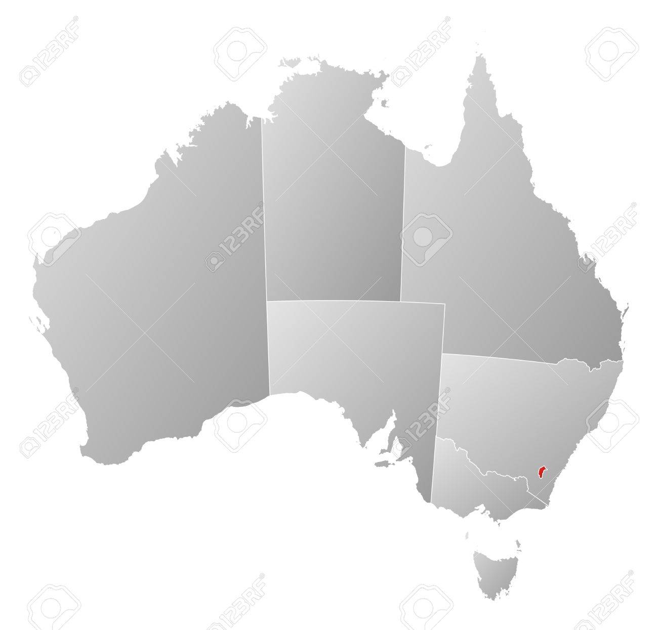 Political map of Australia with the several states where Capital Territory is highlighted. - 11505324 Political map of Australia with the several states where Capital Territory is highlighted. - 11505324