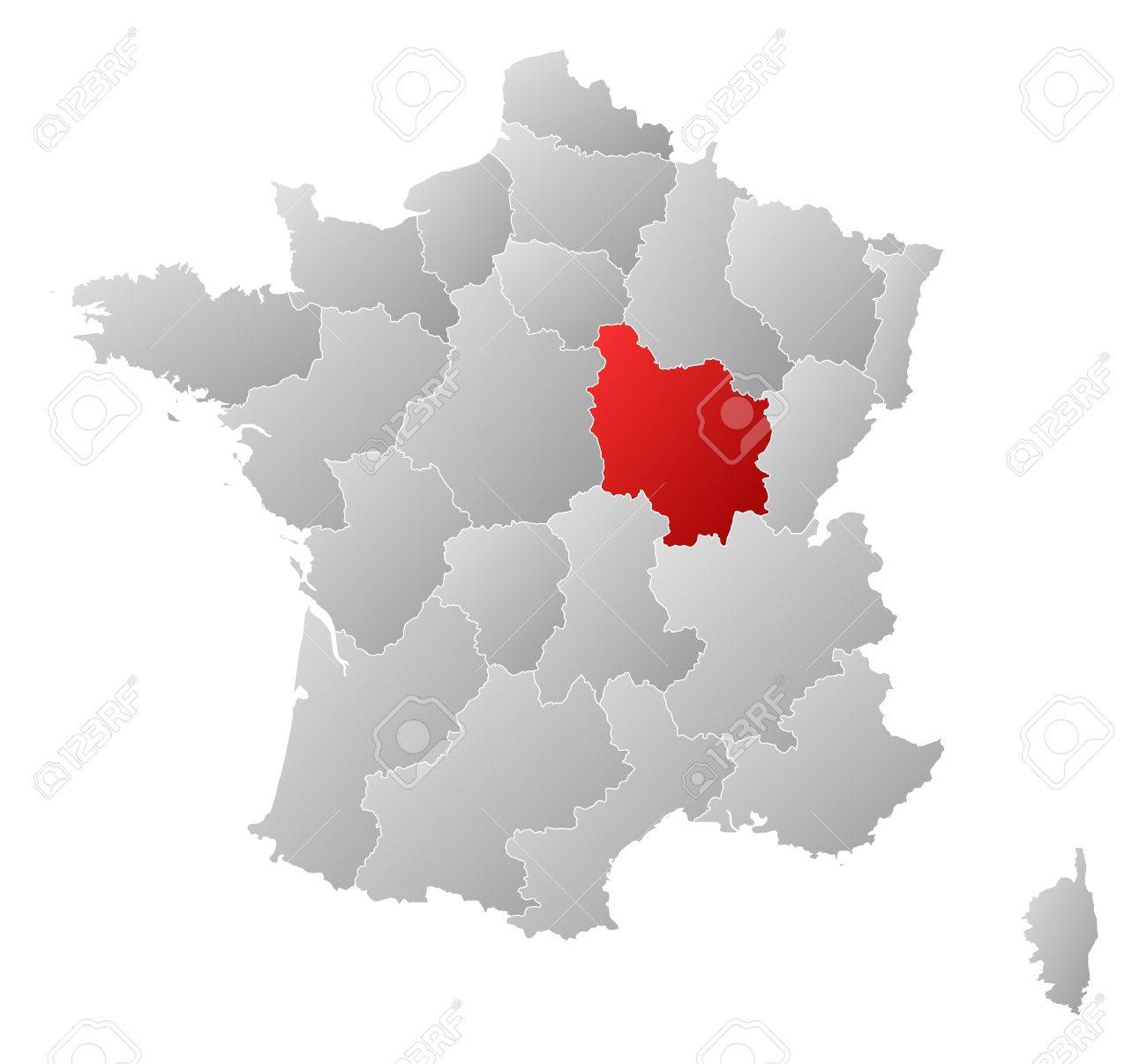 Burgundy Region Of France Map Political Map Of France With The Several Regions Where Burgundy Is  Highlighted. Royalty Free Svg, Cliparts, Vectors, And Stock Illustration.  Image 11566319.
