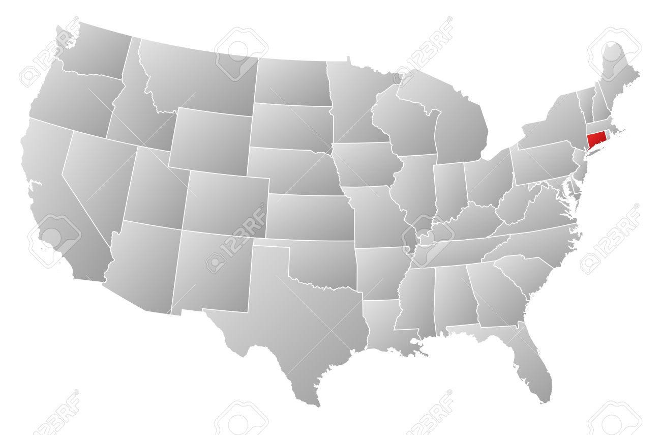 Connecticut On Us Map Political Map Of United States With The Several States Where Connecticut Is  Highlighted. Royalty Free Cliparts, Vectors, And Stock Illustration. Image  13912453.
