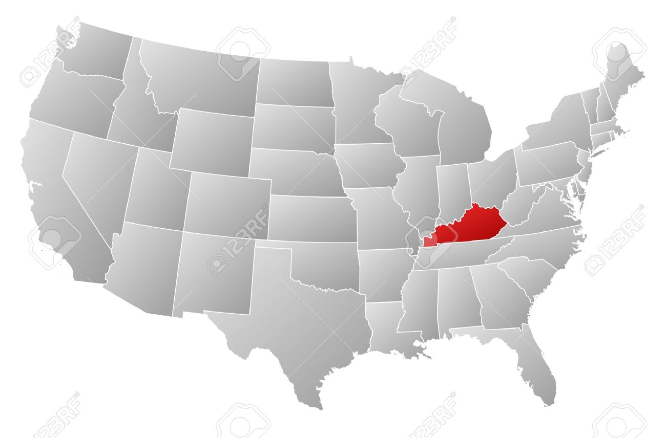 Political map of United States with the several states where Kentucky is highlighted. - 13912502 Political map of United States with the several states where Kentucky is highlighted. - 13912502