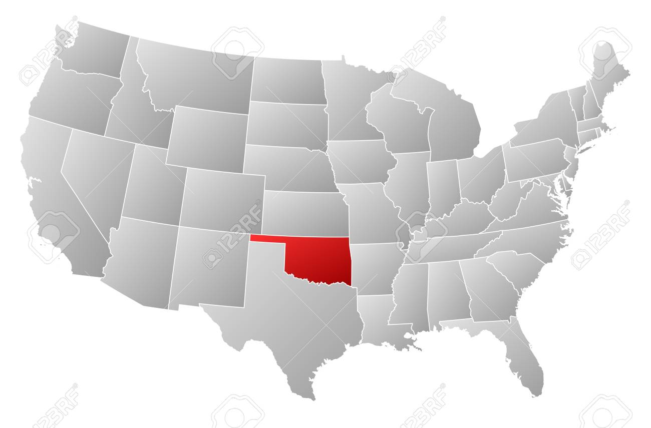 Political Map Of Oklahoma Political Map Of United States With The Several States Where Oklahoma Is  Highlighted. Royalty Free Svg, Cliparts, Vectors, And Stock Illustration.  Image 13912494.