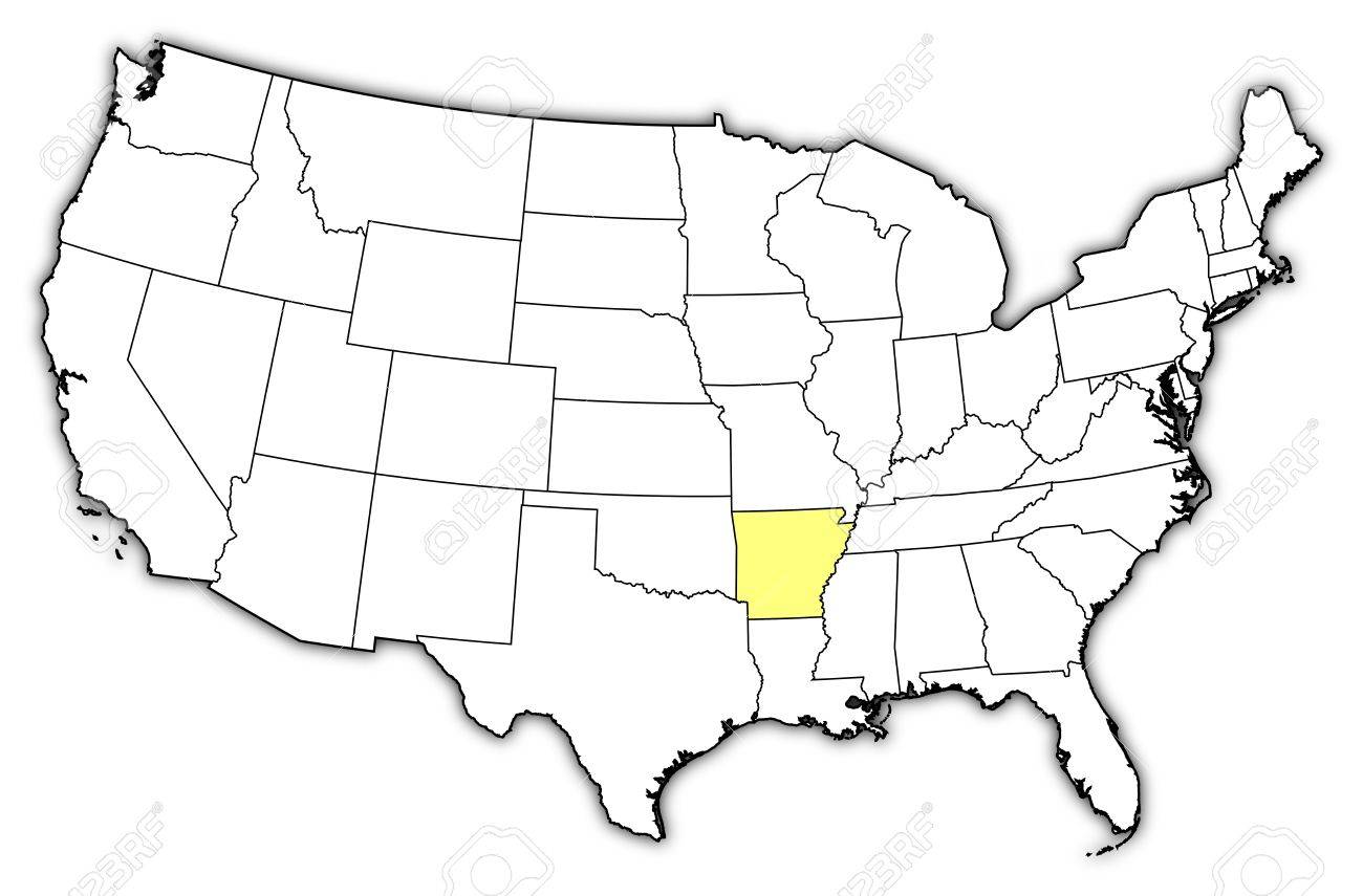 Arkansas On Us Map Political Map Of United States With The Several States Where Arkansas Is  Highlighted. Royalty Free Cliparts, Vectors, And Stock Illustration. Image  13951066.