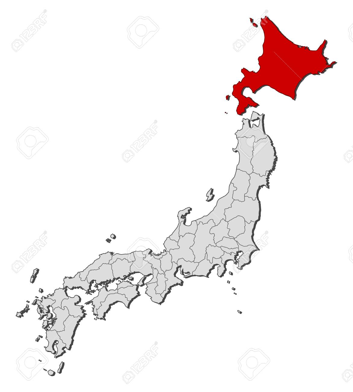 日本地図 地方と北海道が強調表示されます のイラスト素材 ベクタ Image