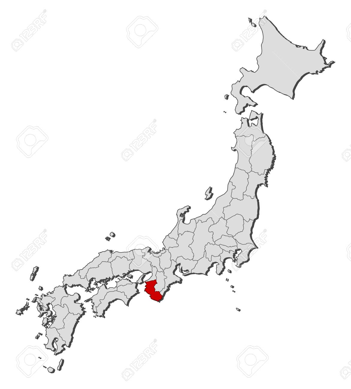 Mapa De Japon Con Las Provincias Wakayama Se Pone De Relieve Ilustraciones Vectoriales Clip Art Vectorizado Libre De Derechos Image