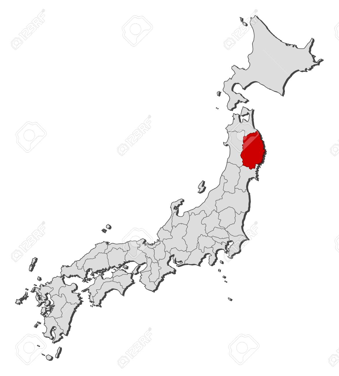 Map Of Japan With The Provinces Iwate Is Highlighted Royalty Free Cliparts Vectors And Stock Illustration Image