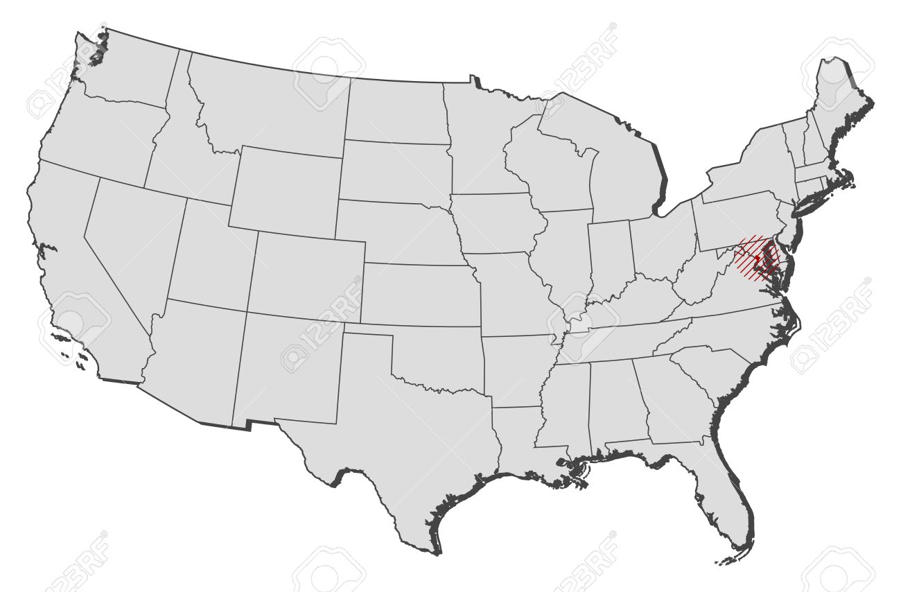 Carte Des Etats Unis Avec Les Provinces Washington Dc Est Mise En Evidence Par Une Eclosion Clip Art Libres De Droits Vecteurs Et Illustration Image