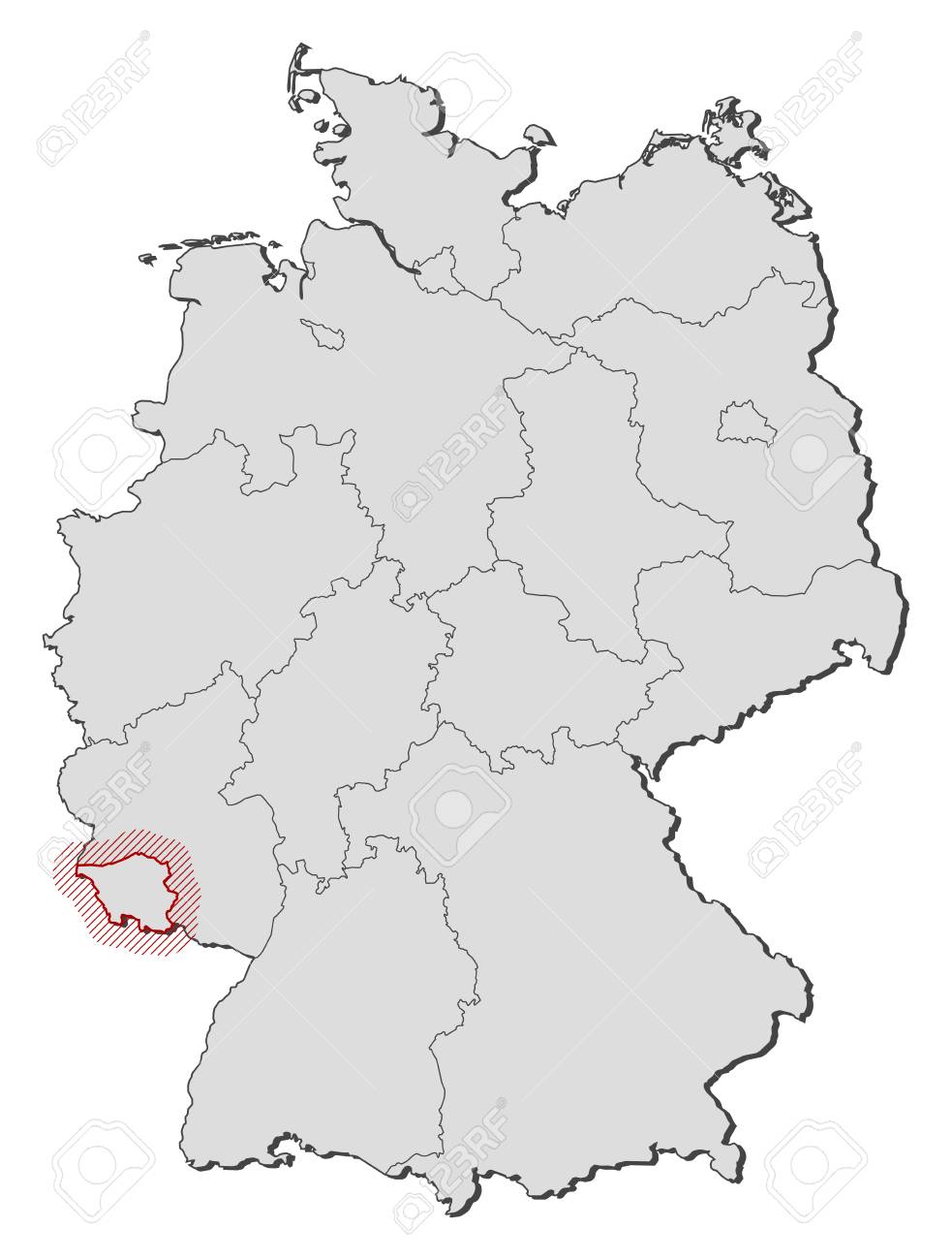 Map Of Germany With The Provinces Saarland Is Highlighted By Royalty Free Cliparts Vectors And Stock Illustration Image 58075378