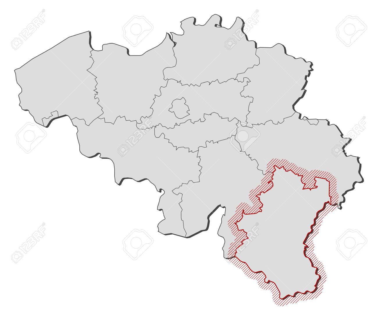 Belgium And Luxembourg Map Map Of Belgium With The Provinces, Luxembourg Is Highlighted By A Hatching.  Royalty Free Svg, Cliparts, Vectors, And Stock Illustration. Image 58075395.