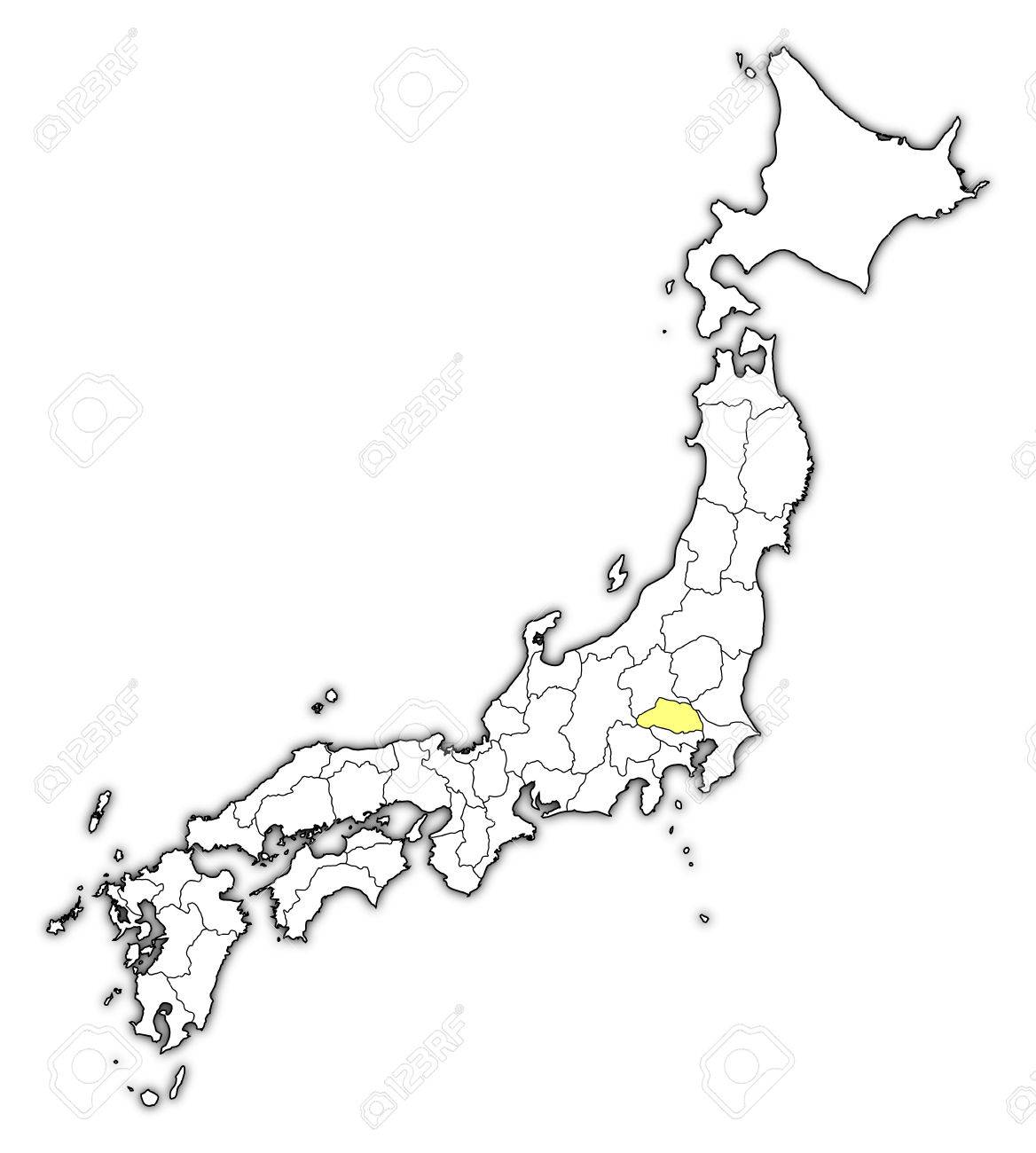 日本地図 地方で埼玉が黄色でハイライトされます のイラスト素材 ベクタ Image