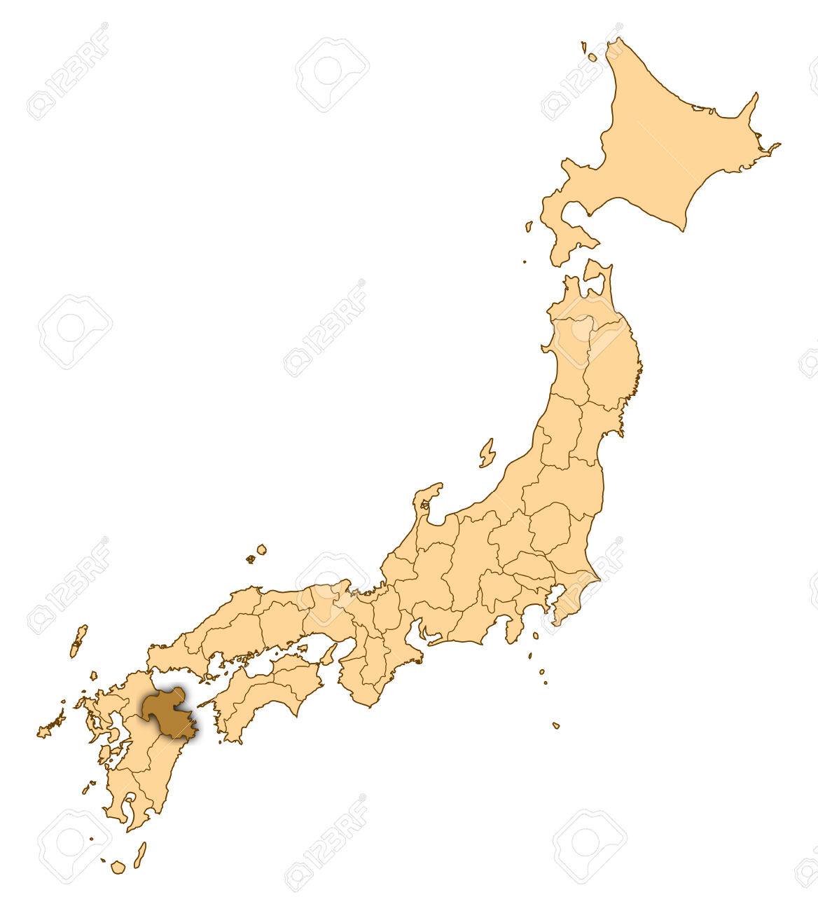 日本地図 地方と大分が強調表示されます の写真素材 画像素材 Image