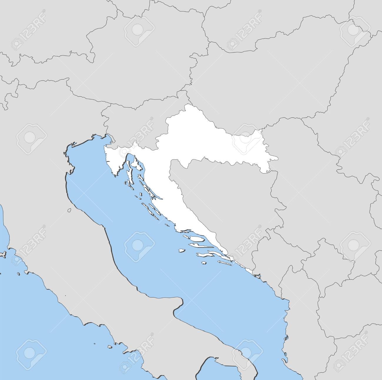 Vettoriale Mappa Della Croazia E Dei Paesi Vicini La Croazia E Evidenziata In Bianco Image 60851768
