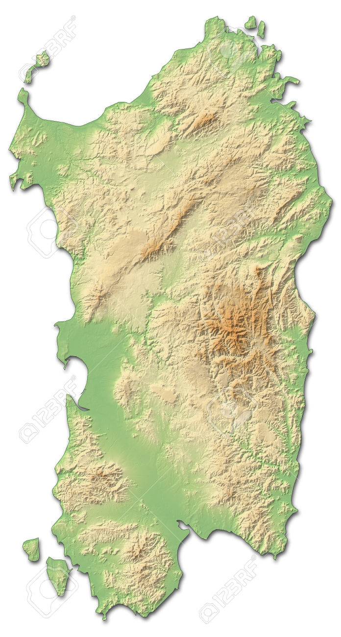 Carte Du Relief De La Sardaigne Une Province De L Italie Avec Relief Ombre Banque D Images Et Photos Libres De Droits Image 63798035