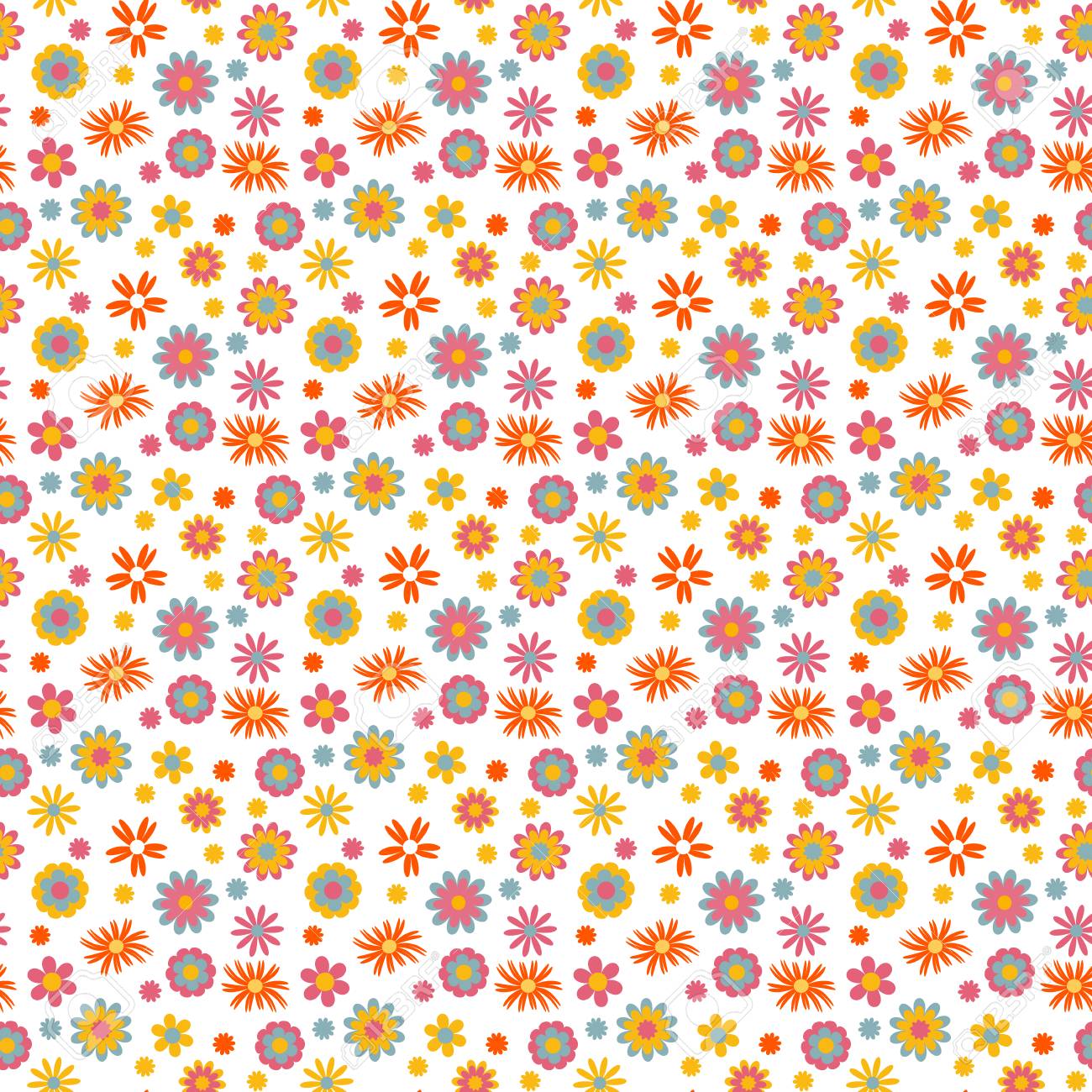 幼稚な花のシームレスなパターン ベクトル 幼稚な布 壁紙 包装紙 保育室内の装飾などに最適のイラスト素材 ベクタ Image