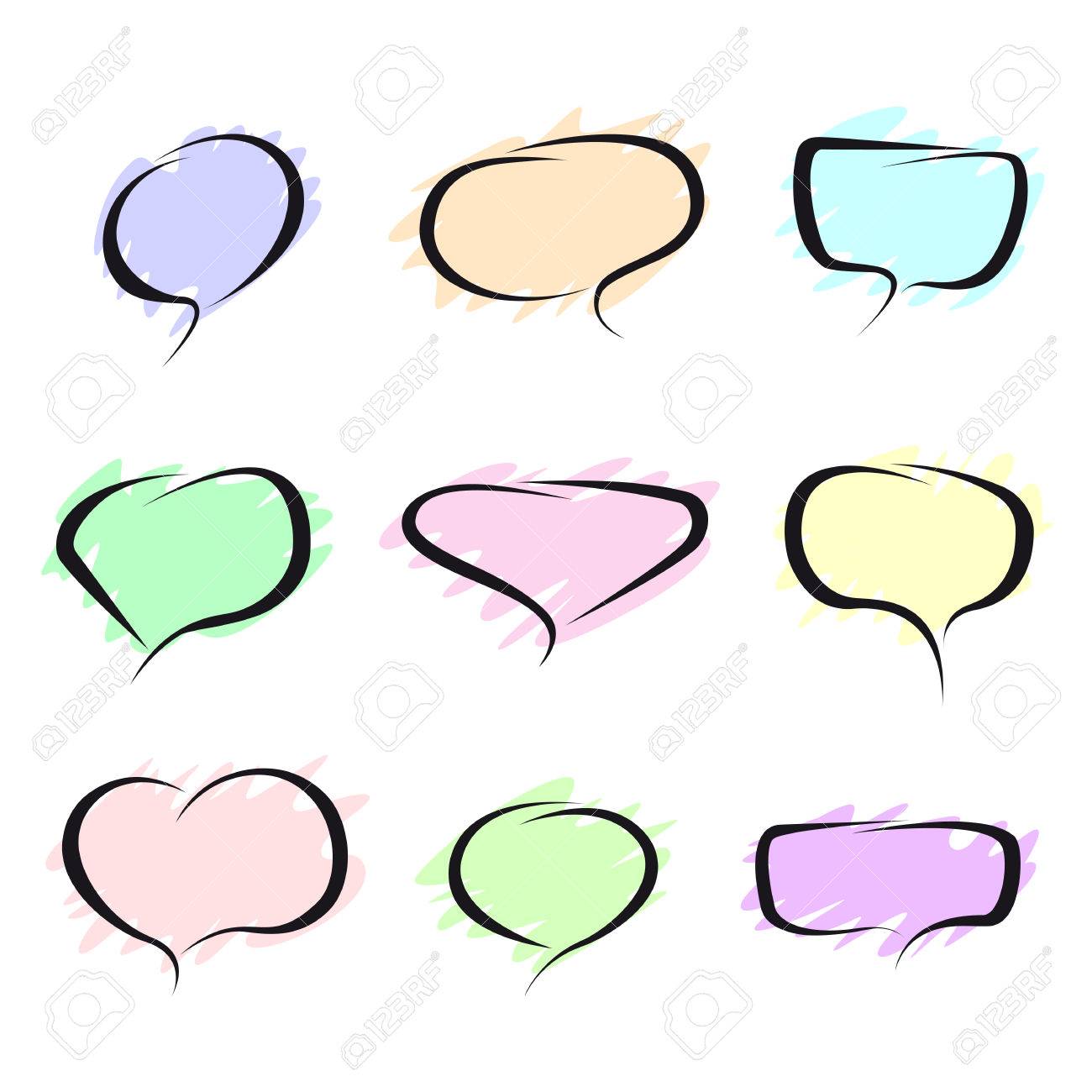 暗いストロークでパステル カラーの吹き出しの設定します のイラスト素材 ベクタ Image