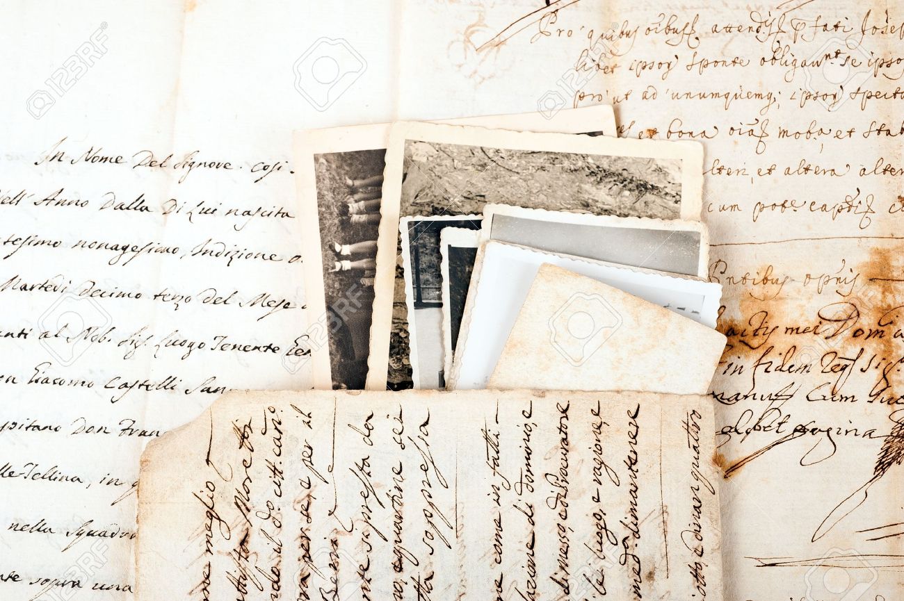 old letters with old photos stock photo picture and royalty free