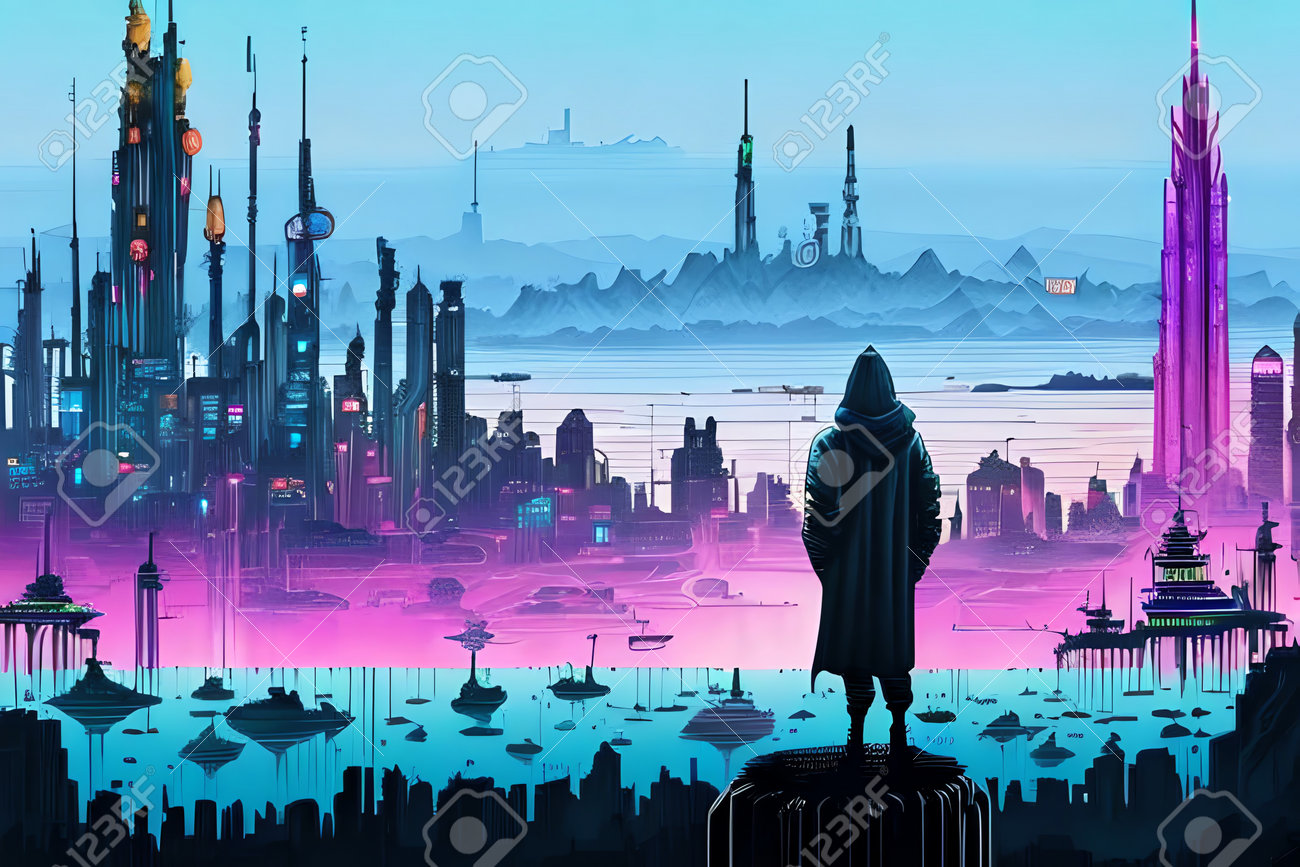 Premium Photo  Space colony grand theft wallpaper cyberpunk vaporwave  generative ai aig15