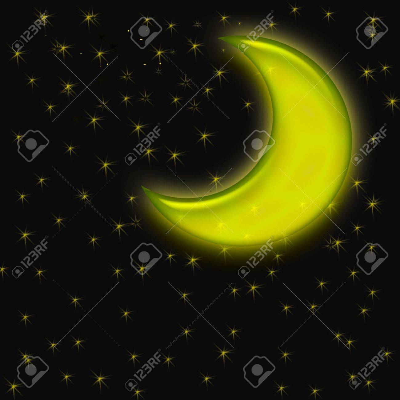 moon and stars in