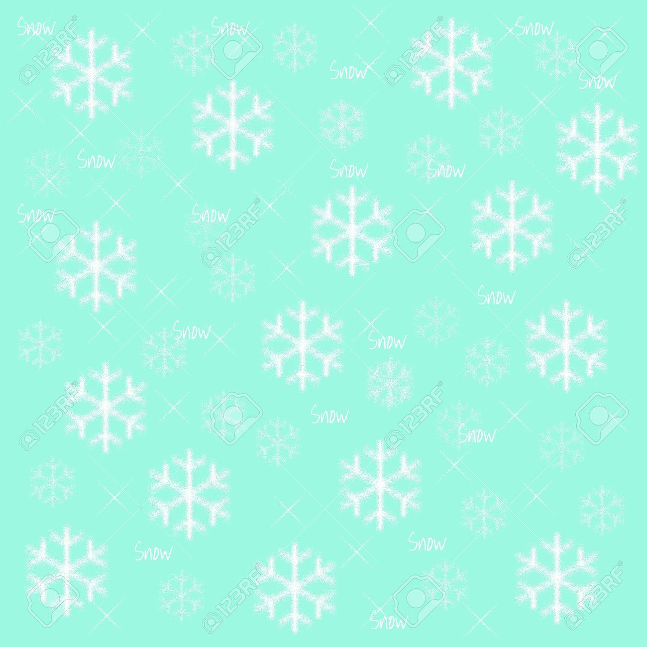 水色の背景の冬イラスト雪の結晶