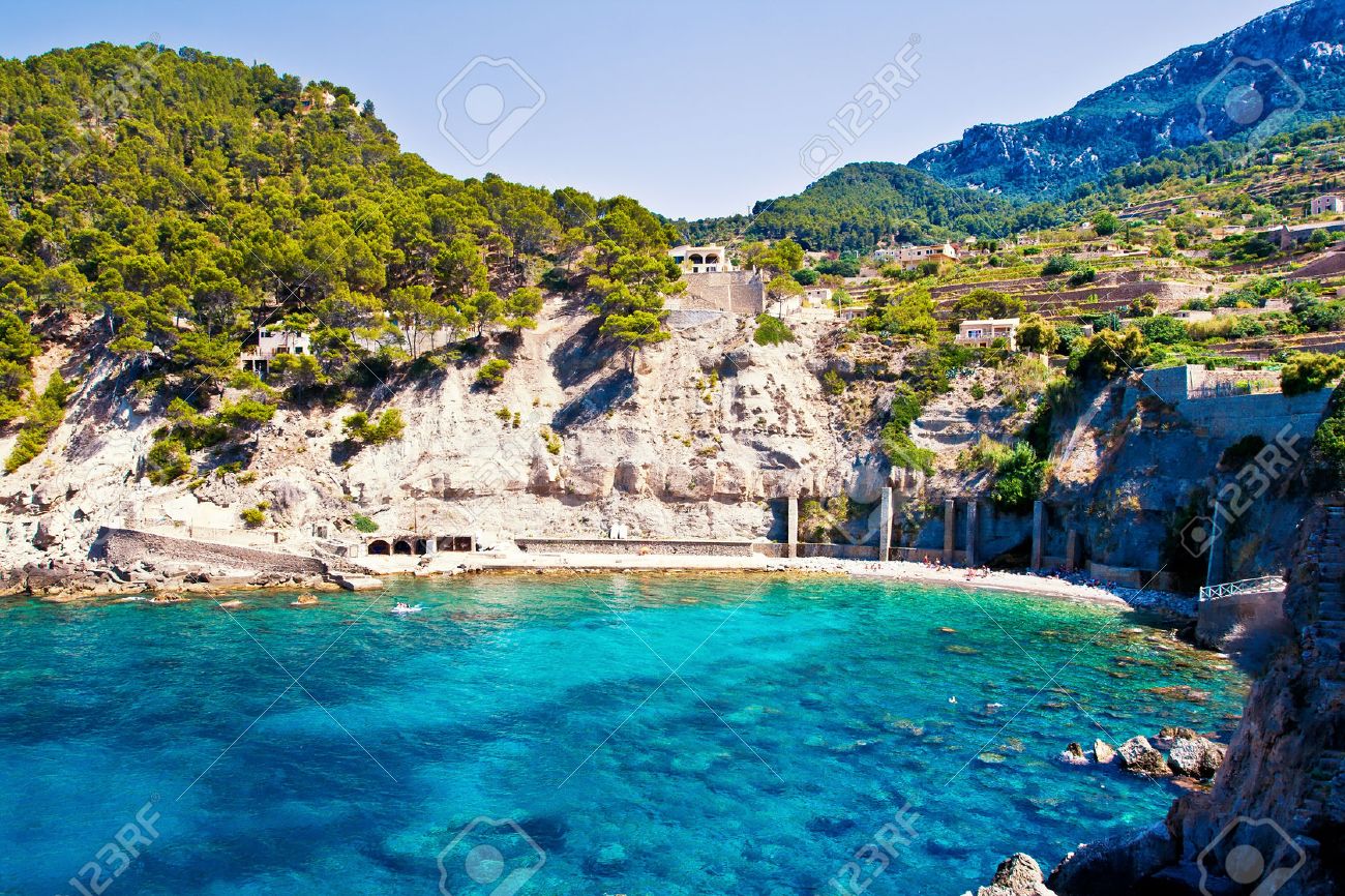 Beautiful lagoon Cala Banyalbufar in Mallorca island, Spain - 26081720 Beautiful lagoon Cala Banyalbufar in Mallorca island, Spain - 26081720