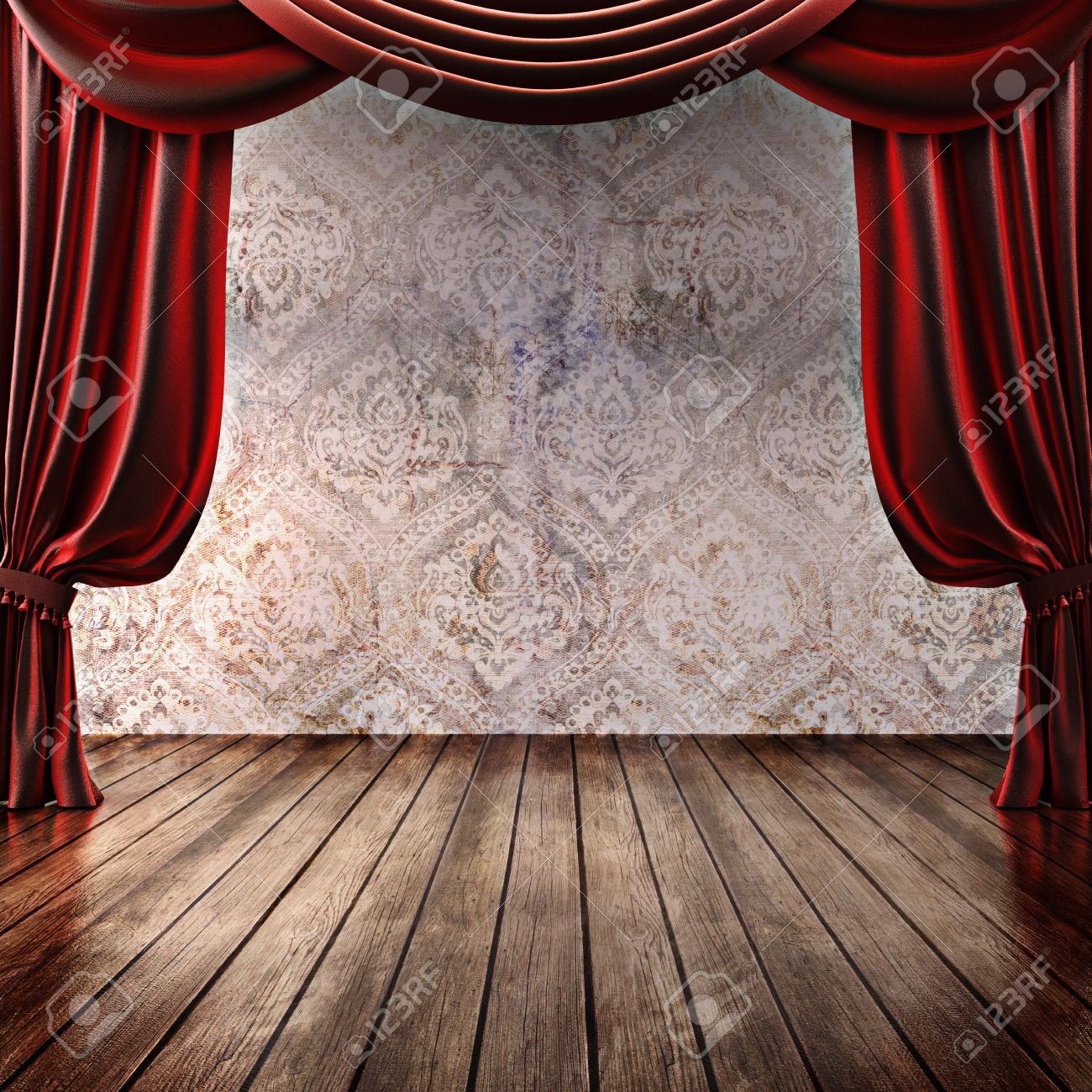 Fond De Scène En Bois Avec Des Rideaux De Théâtre, La Publicité, La ... Fond De Scène En Bois Avec Des Rideaux De Théâtre, La Publicité, La ...
