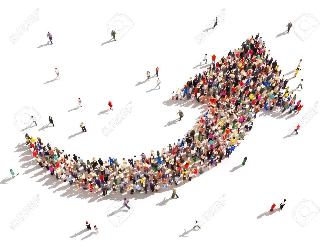 People with direction Large group of people in the shape of an arrow pointing up symbolizing direction , progress or growth - 29840814 People with direction Large group of people in the shape of an arrow pointing up symbolizing direction , progress or growth - 29840814