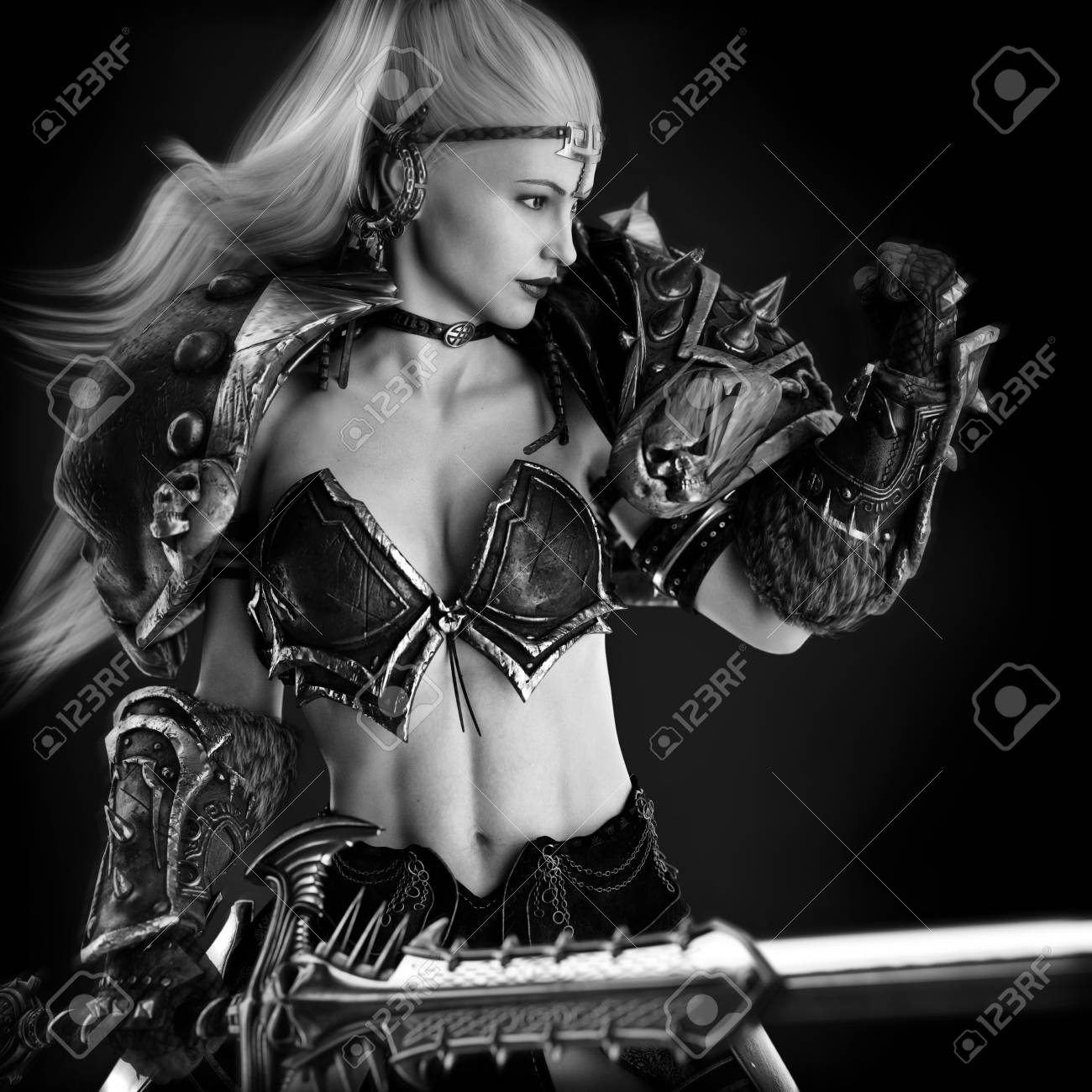 Femme Guerriere Fantasy Rendu 3d Banque D Images Et Photos Libres De Droits Image