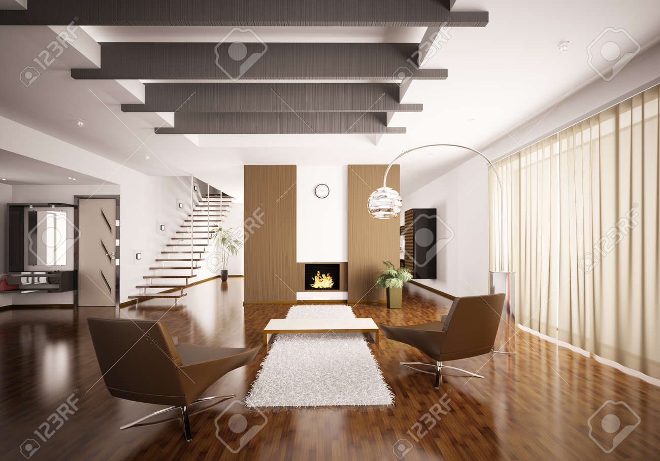 Interior Of Modern Apartment Living Room Hall 3d Render Stock ... Interior Of Modern Apartment Living Room Hall 3d Render Stock ...