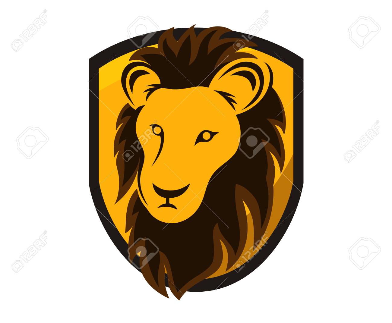 Brown Color Lion Head Silhouette In Shield Logo Design Illustration Royalty Free Cliparts Vectors And Stock Illustration Image 108020320
