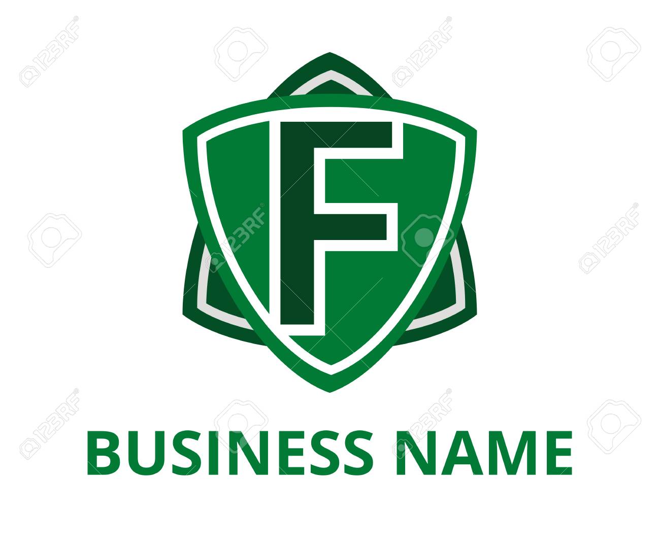 Dark Green Color Simple Triangle Shield Shape Hexagon Star Logo