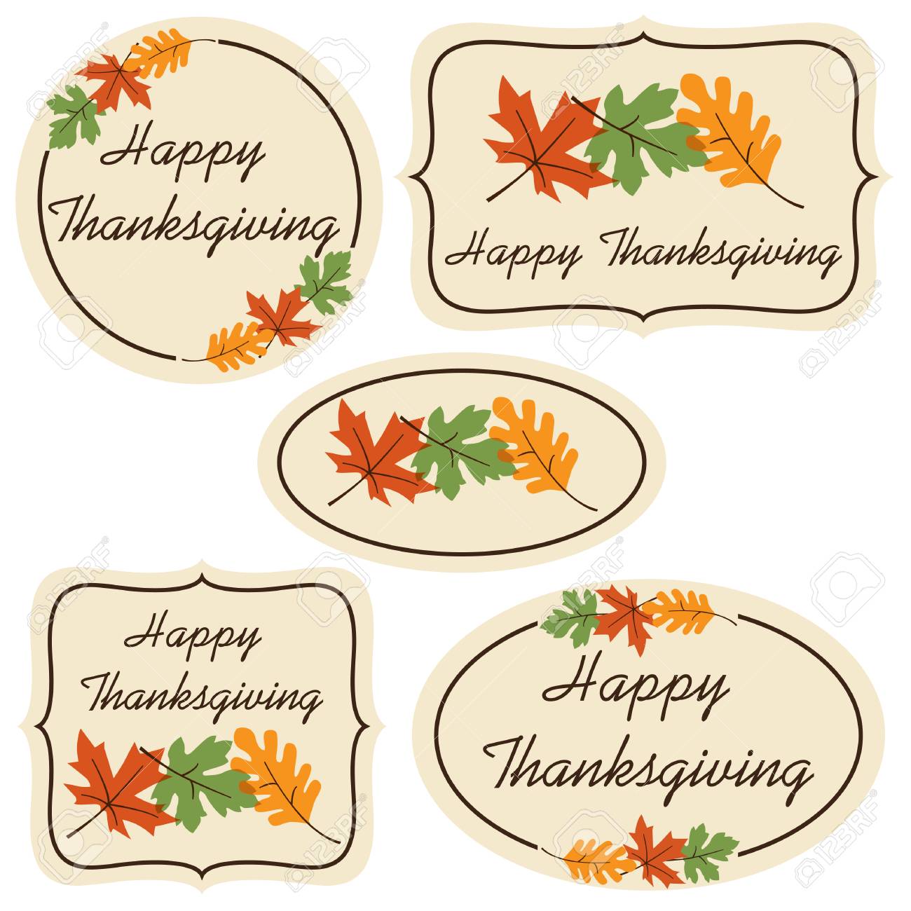 Happy Thanksgiving Labels With Leaves Royalty Free Svg, Cliparts, Vectors,  And Stock Illustration. Image 88178209.