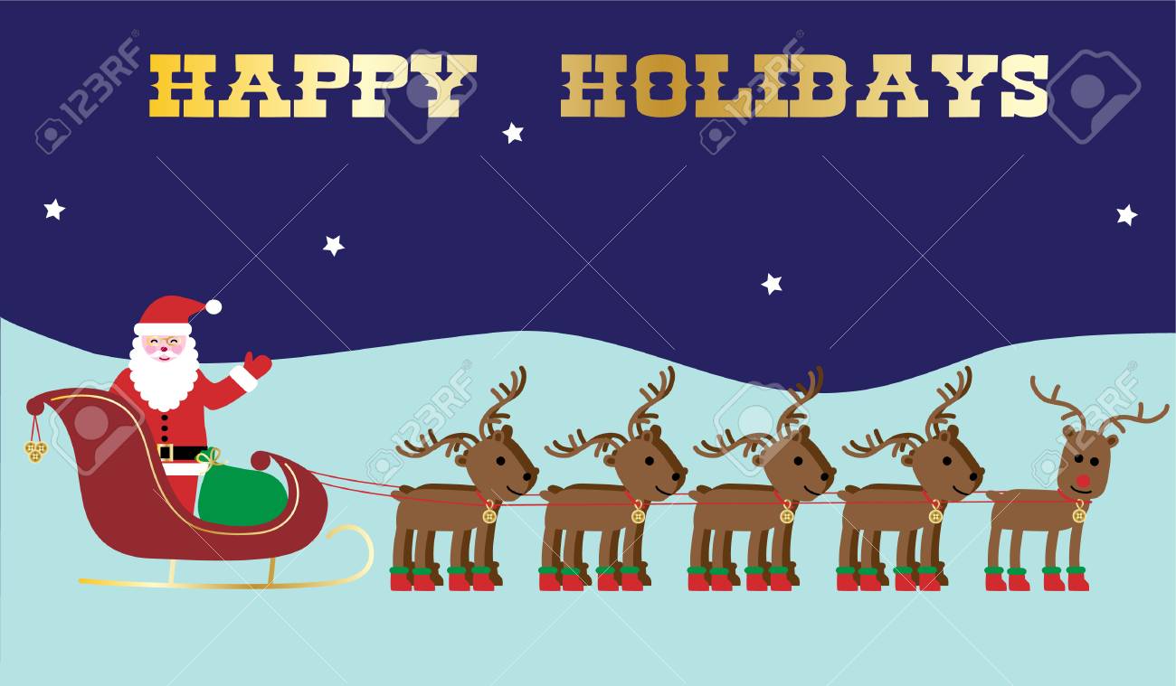 santa and reindeer happy holidays banner royalty free cliparts reindeer banner
