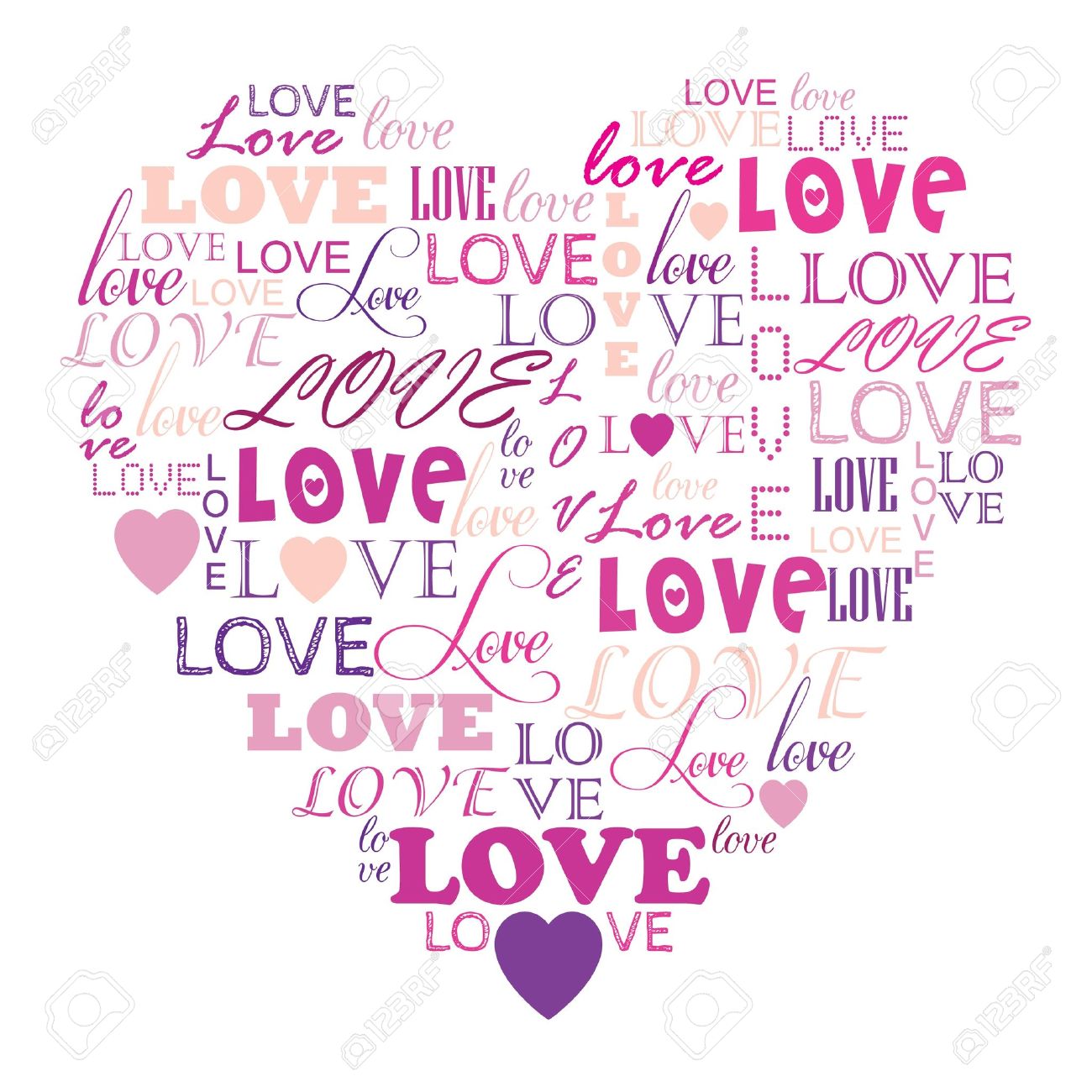 恋のハートの形で構成される単語のコラージュのイラスト素材 ベクタ Image