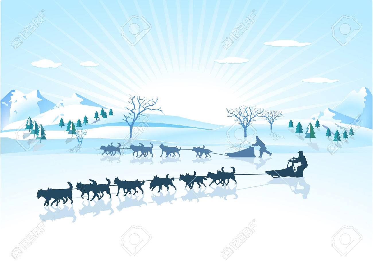 頭のハスキー犬そりの犬のイラスト素材 ベクタ Image