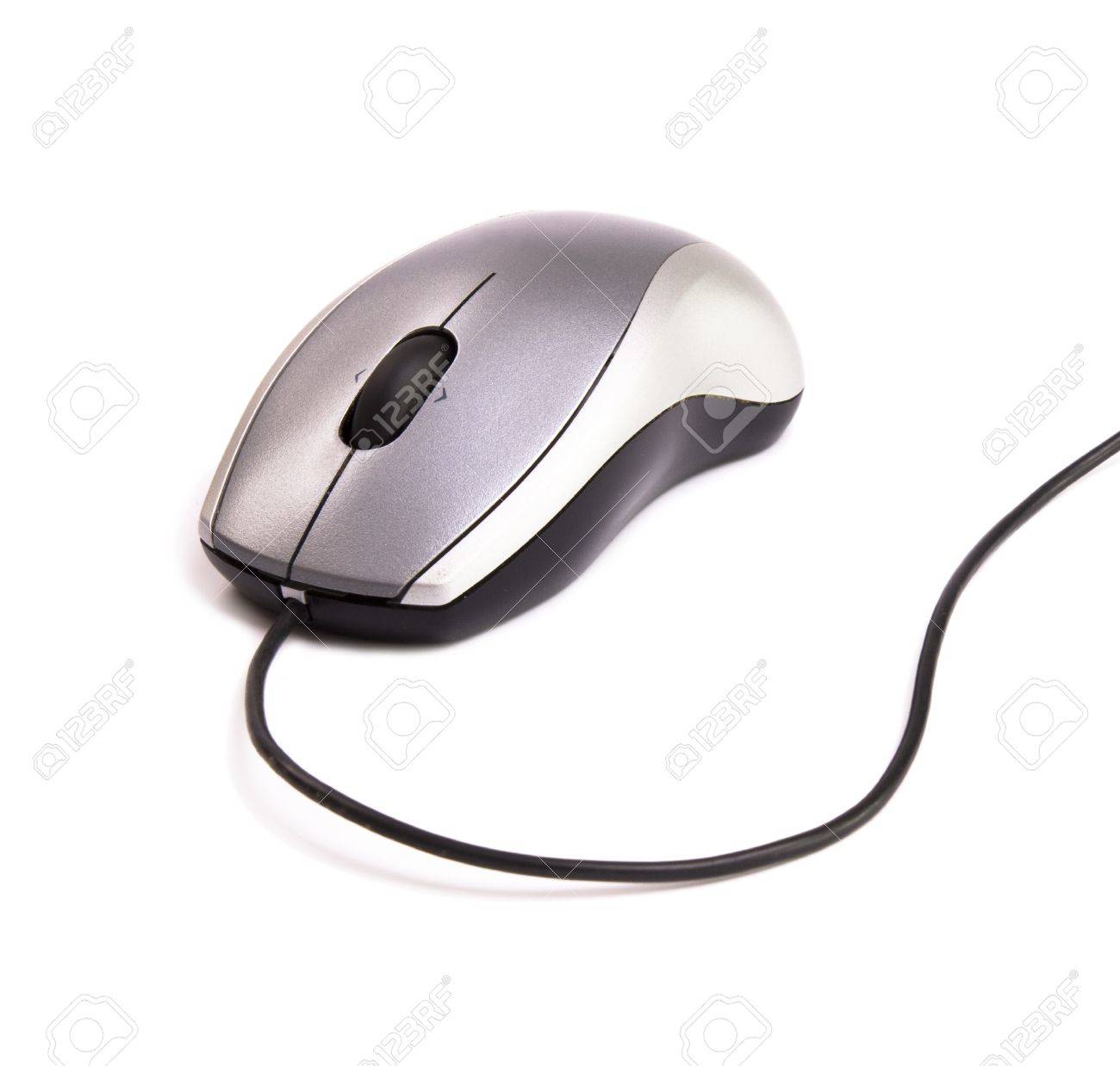 Souris D Ordinateur Avec Le Cable Gris Sur Fond Blanc Banque D Images Et Photos Libres De Droits Image