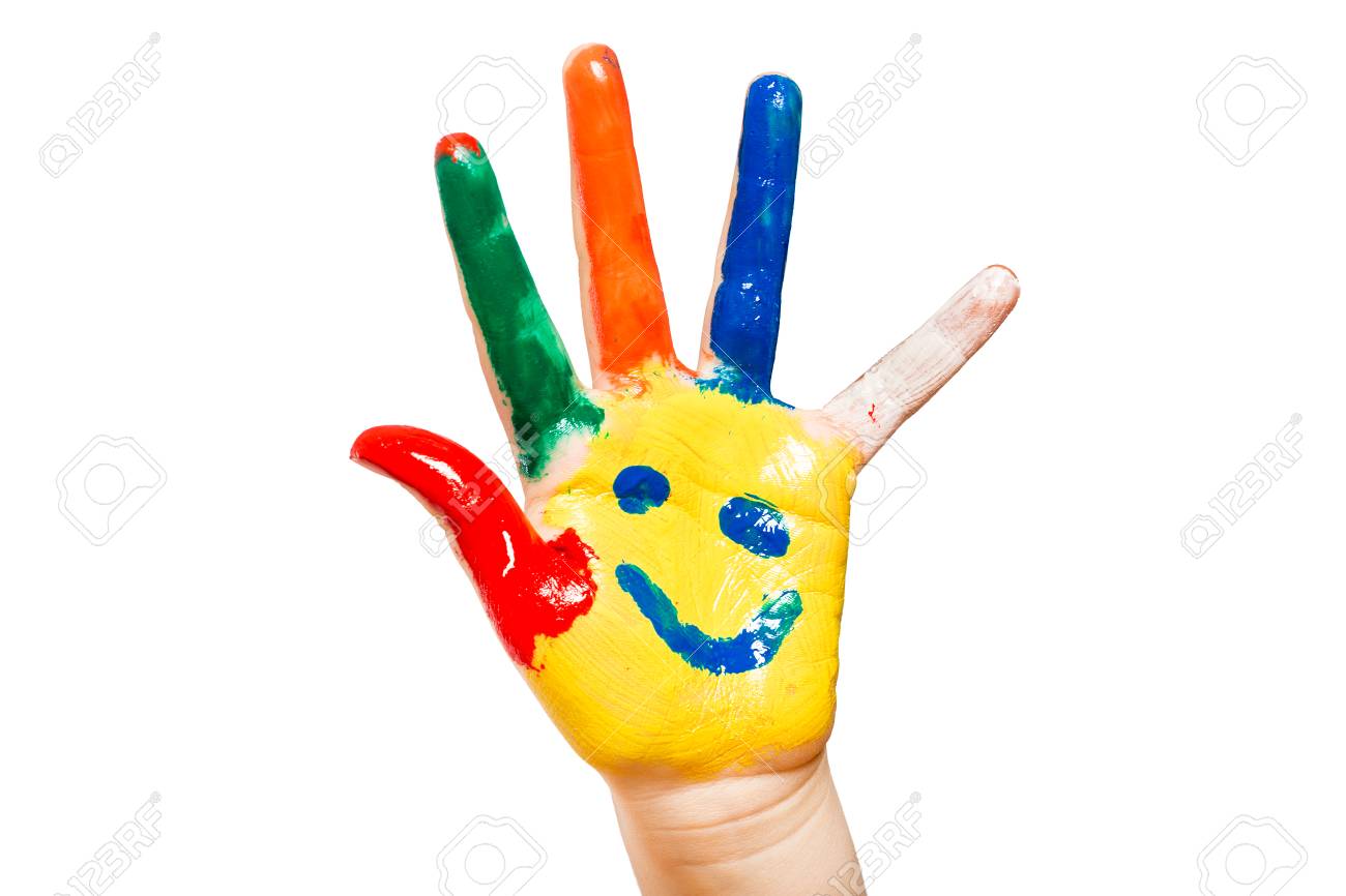 Hand Painted Child. Isolated On White Background Stock Photo, Picture And Royalty Free Image. Image 32454976.